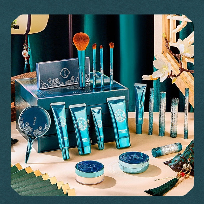 Asian Green Lotus Beauty Makeup And Skin Care 18 Pieces Suit